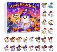 Décorations d'Halloween à suspendre avec impression plate 2D - Ornements à suspendre - Motif dessin animé mignon - Calendrier de compte à rebours en acrylique 2D AI à suspendre au sapin de Noël Hyf778