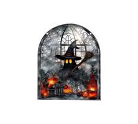 Décorations d'Halloween à suspendre en acrylique pour porte ou fenêtre - Chats sorcières fantômes - Décoration à suspendre pour la maison, les vacances, l'intérieur et l'extérieur - Halloween - Chats