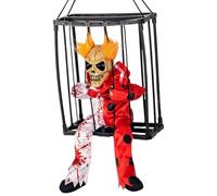 Décorations d'halloween, animatroniques d'halloween suspendues, Yeux Lumineux, fantômes Suspendus dans Une Cage, décor de Squelette activé par Flash pour fête, Maison hantée, sans Batterie (Style 4)