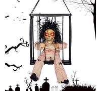 Décorations d'Halloween animées hurlantes - Accessoires animés en forme de crâne activés par le mouvement | Affichages de vacances éclairés en plein air pour yeux lumineux électriques à suspendre dans