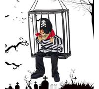 Décorations d'halloween animées hurlantes - Crâne en Cage activé par Le