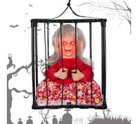 Décorations d'halloween animées hurlantes | Prisonnier en Cage Effrayant en Cage | Cage de Prisonnier fantasmagorique, décoration d'horreur Halloween activée par Le Mouvement Hurlant pour Adultes