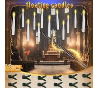 Décorations d'Halloween - Bougies flottantes avec baguette et minuterie de 6 heures - Bougies à DEL sans flamme à suspendre avec clip, bougie conique de fenêtre à piles pour intérieur/extérieur