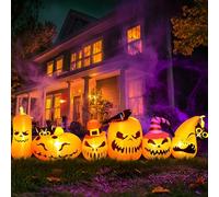 Décorations d'Halloween de 2,4 m de long - Citrouille gonflable avec lumières LED intégrées pour fête d'Halloween, intérieur ou extérieur, cour (style B)