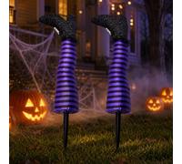 Décorations d'Halloween de 47,7 cm, pieds de sorcière, pieds de sorcière en | Pieds de sorcière en mousse légère pour Halloween, bottes à paillettes, installation rapide pour jardins