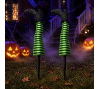 Décorations d'Halloween de 47,7 cm, pieds de sorcière, pieds de sorcière en | Pieds de sorcière en mousse légère pour Halloween, bottes à paillettes, installation rapide pour jardins
