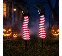 Décorations d'Halloween de 47,7 cm - Pieds de sorcière - Pieds de sorcière | Pieds de sorcière en mousse légère pour Halloween, bottes à paillettes, installation rapide pour jardins