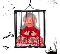 Décorations d'Halloween de prisonnier | Décor de maison hantée de prisonnier effrayant de cage | Décor hurlant, effrayants d'Halloween avec détecteur de mouvement, décorations effrayantes pour les yeu