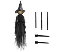 Décorations d'Halloween d'extérieur grandes lumières tenant la main qui crient sorcières - Décoration effrayante pour la maison, l'extérieur, la cour - Sorcières lumineuses avec piquets