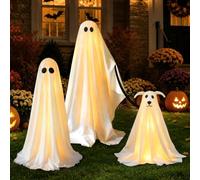 Décorations d'Halloween d'extérieur - Lot de 3 décorations fantômes | Décoration d'Halloween intérieure et extérieure avec chien fantôme pour la maison, le porche, la cour, l'entrée des fêtes