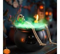 Décorations D'halloween D'intérieur - Chaudron Décoratif D'halloween avec Bouteilles de Potion Magique Flottantes et Diffuseur, Bol de Sorcière en Plastique Noir, Ensemble de Chaudron(B+,Small)