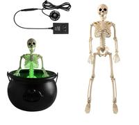 Décorations D'halloween D'intérieur - Chaudron D'halloween Avec Bouteilles De Potion Flottantes Magiques Et Diffuseur, Bol De Quel Hocus Pocus Décoration De Fête En Plastique Sorcellerie(Pot Skull pot