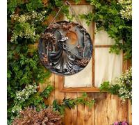 Décorations d'Halloween d'intérieur en bois avec chat sorcière - Panneau de porte d'Halloween - Veilleuse (C, taille unique)