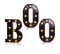 Décorations d'Halloween d'intérieur - Lettres lumineuses BOO - Pièce maîtresse de table pour fête d'Halloween pour ferme, cheminée, balcon, carnaval, appartement, entrée, école, cuisine, scène de fête