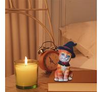 Décorations d'Halloween d'intérieur - Statue de chat d'Halloween - Une jolie décoration d'intérieur avec résine - Ornements cadeaux - Veilleuse (A, taille unique)