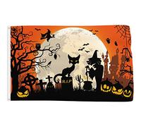 Décorations d'Halloween - Drapeau de 9,1 x 1,5 m - Bannière imprimée double face - Fournitures de fête - Panneaux de cour - Décoration d'intérieur amusante à suspendre - Citrouilles, sorcière, chat