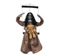 Décorations d'Halloween effrayantes - Poupée fantôme oscillante activée par le son avec œil lumineux pour jardin, cour, intérieur et extérieur - Poupée fantôme activée par le mouvement
