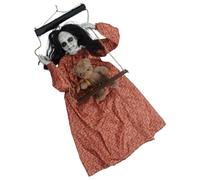 Décorations d'Halloween effrayantes - Poupée fantôme oscillante activée par le son avec œil lumineux pour jardin, cour, intérieur et extérieur - Poupée fantôme activée par le mouvement