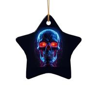 Décorations d'Halloween en céramique avec motif tête de mort pour sapin de Noël en porcelaine à suspendre