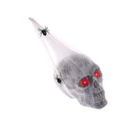 Décorations d'Halloween en forme de crâne hanté - Accessoire de fête d'Halloween animé avec araignées activées par le mouvement