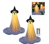 Décorations d'Halloween en plein air, 2 pièces de décoration de fête d'Halloween, effrayant avec lumières fantômes à distance, Halloween-Gho