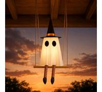 Décorations d'Halloween en plein air 34 cm fantôme oscillant avec lumières | Balançoire fantôme à suspendre, décoration d'Halloween éclairée, décoration d'arbre de porche effrayante