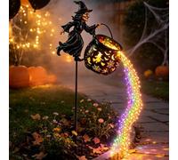 Décorations d'Halloween en plein air, chaudron de sorcière, lumière de jardin | Piquet de jardin en forme de cascade colorée avec projecteur LED pour extérieur, cour, pelouse, patio