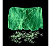 Décorations d'Halloween en plein air, décoration d'Halloween en plein air, toile d'araignée artificielle effrayante d'Halloween | Fausse toile araignée étirée blanche avec 60 fausses araignées