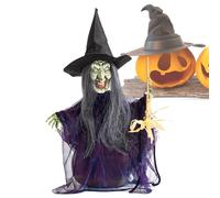 Décorations d'Halloween en plein air, décorations de sorcières d'Halloween | Figurines de sorcières activées par la voix, les jouets légers de la sorcière illuminent les yeux