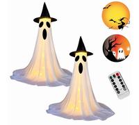 Décorations d'Halloween en plein air, fantôme effrayant avec télécommande, décoration de fête d'Halloween, lumières fantômes pour porches, cours, jardins, pelouse (style C, 2 pièces)