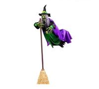 Décorations d'Halloween en plein air : poupée mécanique de sorcière en lévitation dynamique de 3,7 m - avec son et capteur tactile - pour décoration de jardin intérieur, cour (style 2)