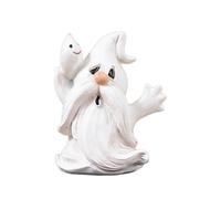 Décorations d'Halloween en résine de 10 cm, jolie statue d'Halloween debout, chauve-souris blanche tenant une jolie chauve-souris pour la maison et la table d'étagère (style 1) Lqz388 (blanc 1, 9 x 8
