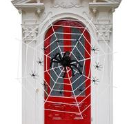 Décorations d'Halloween en toile d'araignée, toile d'araignée géante,Toile d'araignée géante d'Halloween avec 10 petites araignées - Décorations décoratives d'Halloween, décor de maison hantée