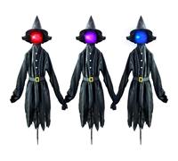 Décorations d'halloween Ensemble de 3 59 Pouces éclaircies sorcières Tenant la Main, Visage Brillant des sorcières avec des piquets pour Le Porche de pelouse Jardin