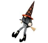 Décorations d'Halloween, Figurine de gnome sorcière Ornement de bureau pour salon Chambre Poupée sans visage avec cape noire et chapeau pointu (B, 40cm)