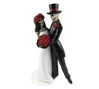Décorations d'Halloween, figurines de mariée et mariée squelettique, couple de mariage de mariage statue mariée et crâne de mariée sculpture squelette pour décor de bureau de mariage gothique, crâne