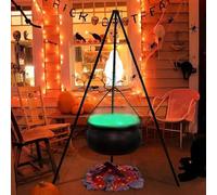 Décorations d'Halloween - Grand chaudron de sorcière sur trépied de 78,7 cm avec lumières - Bol décoratif en plastique noir - Seau à bonbons Hocus Pocus Décoration pour intérieur ou extérieur