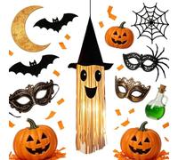 Décorations d'Halloween Hat de sorcière suspendu Gland LED effrayant | Halloween Figurine fantôme pour fête à la maison maison hantée corniche cheminée cheminée pelouse cour jardin porche
