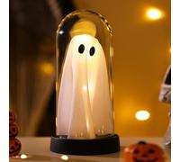 Décorations d'halloween Intérieures Fantôme Lumineux sous Cloche,Décor de Fantôme d'halloween Lumière sans Fil Figurines Mini Fantômes Lumières LED Fantaisie Fantômes Lampe de Table Ambiance