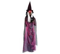 Décorations d'Halloween - Objets de scène d'Halloween hurlant de jardin, sorcières animées qui marchent avec des yeux activés par le son, figurine d'horreur qui tient