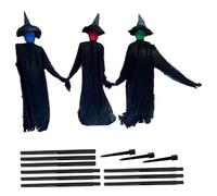 Décorations d'halloween Outdoor, 3pcs Halloween Dorations Outdoor 5.57ft Activé de Son, Tenant la Main avec des poteaux pour la pelouse de Patio