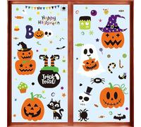 Décorations d'Halloween pour Fenêtres Autocollantes, Citrouilles, Fantômes, Araignées, Bonbons Images, 9 Feuilles, Enfants Autocollants pour Fenêtres et Portes