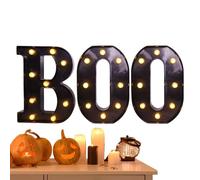 Décorations d'Halloween pour l'intérieur - Lettre Boo lumineuse à LED - Décoration de table décorative - Pièce centrale pour Halloween, fête, salon, cuisine, balcon, école, carnaval, entrée