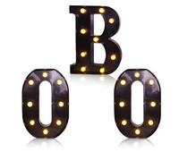 Décorations d'Halloween pour l'intérieur - Lettre Boo lumineuse à LED - Décoration de table décorative - Pièce centrale pour Halloween, fête, salon, cuisine, balcon, école, carnaval, entrée