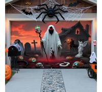 Décorations d'Halloween pour Porte de Garage, Bannière de Décoration de Porte de Garage pour Halloween, Grande Toile de Fond Suspendue Effrayante Carnaval Couverture Décorations pour Extérieur