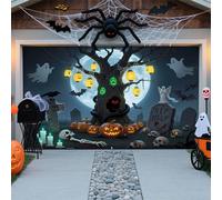 Décorations d'Halloween pour Porte de Garage, Bannière de Décoration de Porte de Garage pour Halloween, Grande Toile de Fond Suspendue Effrayante Carnaval Couverture Décorations pour Extérieur