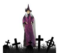 Décorations d'Halloween, sorcière en plein air, pendentif de sorcière, yeux LED clignotants et sons effrayants, accessoire de maison hantée effrayante, décoration d'Halloween pour salles de classe