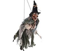 Décorations d'Halloween - sorcière suspendue, sorcière activée par voix | Effets sonores animés avec capteur tactile, construction pour le porche extérieur, la fenêtre, le lampadaire et le déc