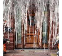 Décorations d'halloween Tissu Effrayant d'halloween Blanc Tissu Effrayant Bizarre Halloween Party Props pour Fête des Maisons Hantées Portes d'Entrée à l'Extérieur 500x100cm