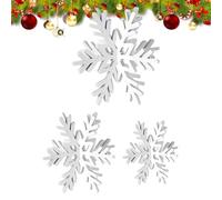 Décorations d'Hiver pour Plateaux Étagés | 3 Signes Décoratifs pour Centre de Table - Pièce Maîtresse en Blocs de Flocons de Neige 3D - Pour Étagère Style Ferme Fête Anniversaire